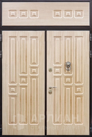 Фото «Двустворчатая дверь для коттеджа с фрамугой большая №14»